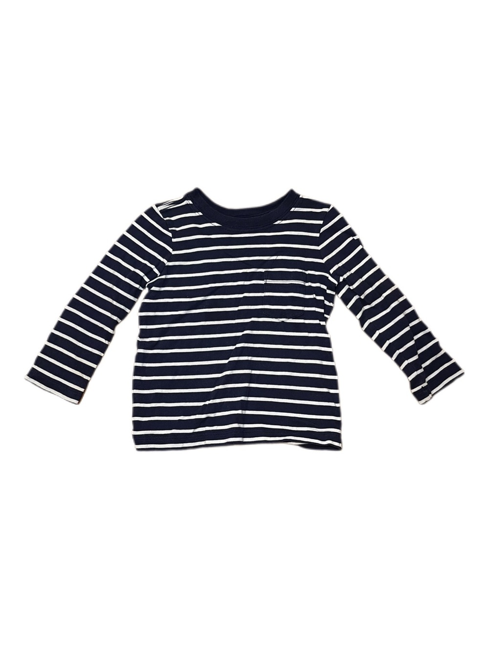 Hanna Andersson 2T Navy and White Striped Long Sleeve Pocket Tee Shirt